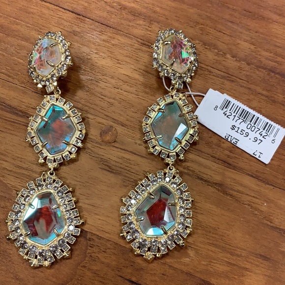 HOST PIC KENDRA SCOTT COLOR CHANGING ARIA 14K DROP DICHROIC GLASS EARRINGS - Picture 7 of 14